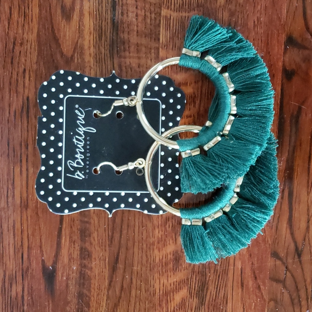 b.Boutique Green Tassel Earrings